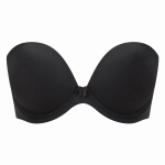Gładki biustonosz bardotka w kolorze czarnym z usztywnianymi miseczkami typu strapless.