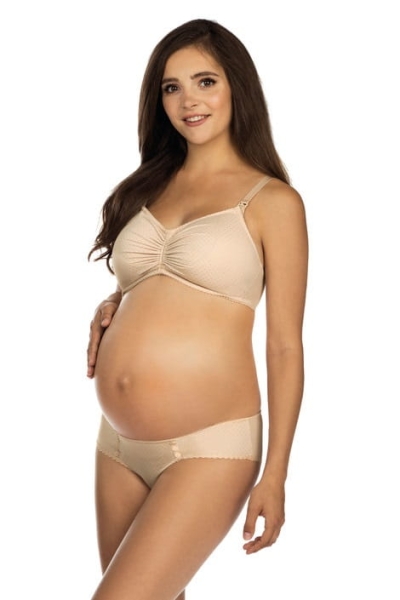 Miękki biustonosz do karmienia bez fiszbin cielisty – gładki stanik maternity