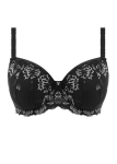 Biustonosz usztywniany half-cup czarny z delikatną koronką – elegancki stanik modelujący
