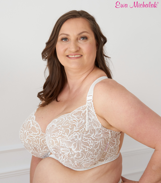 Biustonosz miękki plunge ivory – koronkowy stanik soft z funkcją krzyżowania ramiączek