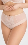 Detale cielistych fig z wysokim stanem – płaska koronka kwiatowa nude