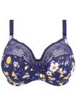 Biustonosz miękki full cup granatowy w cytryny – stanik soft z koronką
