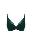 Biustonosz usztywniany push-up braletka ciemnozielona – koronkowa z błyszczącą nitką