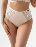 Cieliste stringi high waist – detale haftu i gładkie wykończenie
