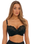 Detale czarnego biustonosza soft – zbliżenie na koronkę i gładką miseczkę full cup