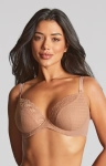 Miodowy biustonosz miękki plunge z koronki – naturalny efekt V-neck
