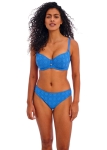 Niebieski komplet kąpielowy z koronką – klasyczne bikini