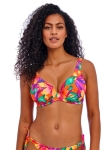 óżowa góra bikini high apex w kwiaty – zbliżenie na dekolt