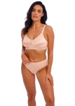 Różowy komplet bielizny bez fiszbin na sylwetce