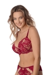 Bordowy biustonosz push-up koronkowa bielizna damska gwarantuje uniesienie biustu i komfort noszenia.