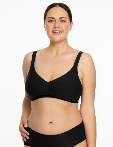 Czarny biustonosz bez fiszbin Jelly Bra Comfort – przód.