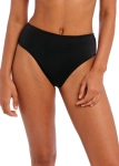 Czarne majtki od bikini z wysokim stanem Freya Swim Jewel Cove – zbliżenie z przodu.