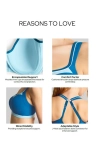 Infografika „Reasons to love” biustonosza sportowego Panache Power Ocean z cechami.