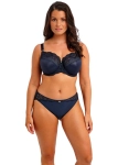 Elegancki granatowy komplet bielizny Fantasie Reflect Navy – modelka przodem.