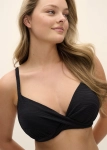 Czarny biustonosz kąpielowy plunge Fantasie Ottawa FS6495BLK – zbliżenie na dekolt.