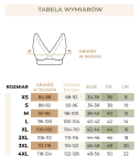 Tabela wymiarów biustonosza i topu Mefemi – rozmiary od XS do 4XL