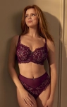 Elegancki komplet bieliźniarski Panache Allure Plum z majtkami z wysokim stanem
