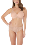 Komplet bielizny spacer nude – gładki biustonosz t-shirt bra i figi z koronką.