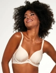 Cielisty biustonosz usztywniany – model typu T-shirt bra z efektem push-up.